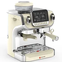 Mcilpoog Espressomaschine mit Milchaufschäumer, halbautomatische Kaffeemaschine mit Mahlwerk, einfach zu bedienende Espresso-Kaffeemaschine mit 15,2 cm großem Bildschirm, 15 bar Druckpumpe,