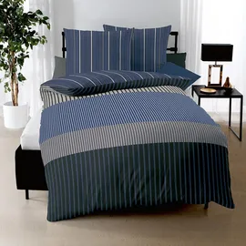 KAEPPEL Skyline Gestreift Blau 155 x 220 cm + 2 x 80 x 80 cm