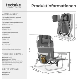Tectake Aluminium Strandstuhl Grau