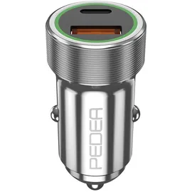 PEDEA KFZ-Schnellladegerät 20W 12-24V USB-C/USB-A Silber