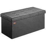 DEUBA Casaria® Sitzbank mit Stauraum Faltbar Gepolstert Deckel Schlafzimmer Wohnzimmer Flur Sitztruhe Truhenbank Polsterbank L - Schwarz 80x40x40cm Kunstleder 80 cm x 40 cm x 40 cm