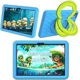 HEMUYT Tablet für Kinder, 10,1 Zoll, Android 13 Tablet mit WLAN, 8 GB RAM + 128 GB ROM, Tablet für Kinder mit Akku 6000 mAh, stoßfeste Schutzhülle aus EVA, Kinderkontrolle, Dual-Kamera (Blau)