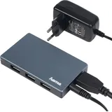 Hama 4 Ports, USB 3.0 5 Gbit/s, Schnellladen, inkl. Kabel und Netzteil 00200115