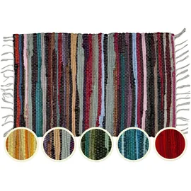 Marrakesch Orient & Mediterran Interior Callum Bunt Teppich 90×50cm | Boho-Vorleger aus recycelter Baumwolle
