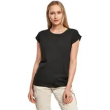 Build Your Brand Damen T-Shirt Ladies Extended Shoulder Tee, lang geschnittenes T-Shirt für Frauen, Baumwolle, Black, 5XL - 5XL