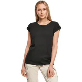 Build Your Brand Damen T-Shirt Ladies Extended Shoulder Tee, lang geschnittenes T-Shirt für Frauen, Baumwolle, Black, 5XL - 5XL