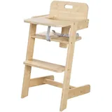 roba Babyhochstuhl Nature Up - Hochstuhl aus FSC-zertifiziertem Bambus Holz - Mitwachsend mit abnehmbarem Essbrett - 3-Punkt-Gurt - Bis 70 kg belastbar - Natur