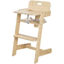 roba Babyhochstuhl Nature Up - Hochstuhl aus FSC-zertifiziertem Bambus Holz - Mitwachsend mit abnehmbarem Essbrett - 3-Punkt-Gurt - Bis 70 kg belastbar - Natur