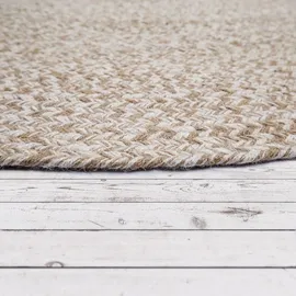 Paco Home Teppich Rund Wohnzimmer Jute Boho Ethno Muster Modern Handgefertigt Naturteppich, Beige, 120 cm Rund, Farbe:Beige