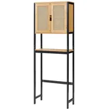 [en.casa] Tervola Toilettenschrank 63 x 172 x 27 cm Schwarz/Bambus