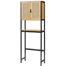 [en.casa] Tervola Toilettenschrank 63 x 172 x 27 cm Schwarz/Bambus
