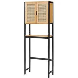 [en.casa] Tervola Toilettenschrank 63 x 172 x 27 cm Schwarz/Bambus