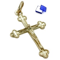 unbespielt Kreuzanhänger Anhänger Kreuz mit Jesus glänzend 585 Gold 26 x 17 mm kl. Schmuckbox, Goldschmuck für Damen und Herren goldfarben