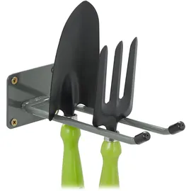 Relaxdays Wandhaken, 24 cm lang, Doppelhaken Wand, Gerätehalter Garage, Werkstatt & Keller, Besenhalter Stahl, Anthrazit