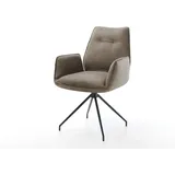 DELIFE Polsterstuhl Zoa-Flex, Kreuzgestell konisch Schwarz Mikrofaser Taupe Vintage Taschenfederkern grau