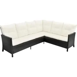 vidaXL Polyrattan Lounge-Set mit Auflagen 4-tlg. schwarz 43096