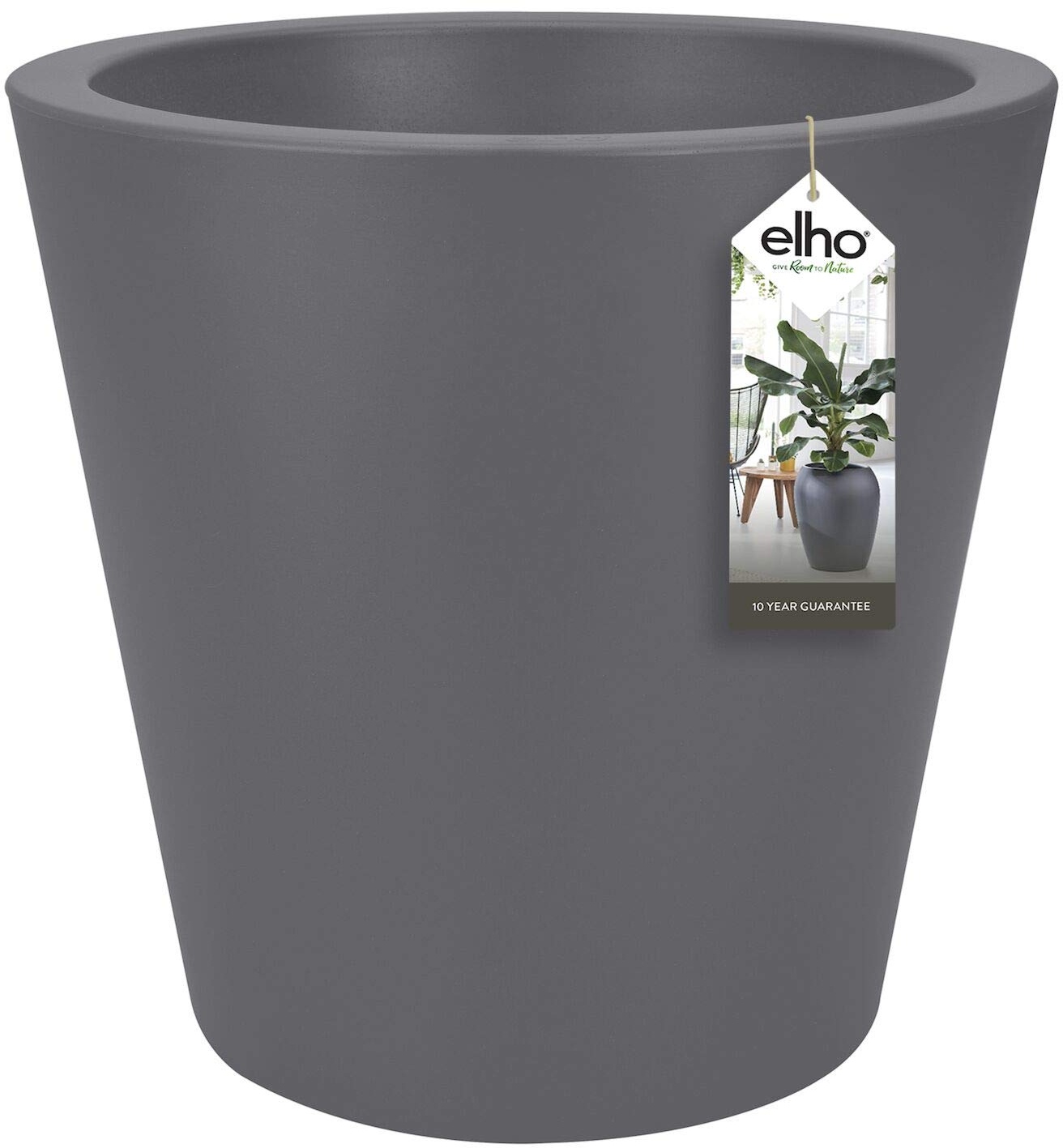 elho Pure Straight Round 50 - Blumentopf für Innen & Außen - Ø 49.5 x H 51.0 cm - Schwarz/Anthrazit