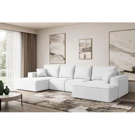 altdecor Eckcouch Polyester 6-Sitzer Weiß