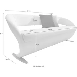 K+W Komfort & Wohnen "Wave", schwarz (nero), B:204cm H:83cm T:68cm, Bronco: Nappaleder pigmentiert, Dickleder, 1, 3/1, 5mm, mit rustikal gekörnten Narbenbild; 785: Microfaser, 100% Polyester, Sitzbänke, Polsterbank, in geschwungener Optik mit Metallkufe