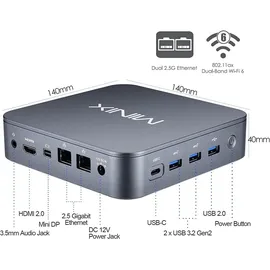 MINIX Mini-PC NEO J51-C8 Max 2023 4K Ultra HD Intel Celeron N5105 2,0 GHz 8 GB RAM 512 GB SSD Intel UHD Graphics Windows 11 Pro