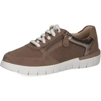 CAPRICE Damen Sneaker flach aus Leder mit Reißverschluss Schuhweite H Mehrweite, Braun (Mud Comb), 41 EU