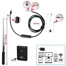 KS Tools Endoskop Wi-Fi-Videoskop-Satz mit Ø 5,5 mm 0° HD Frontkamera-Sonde, 7-tlg