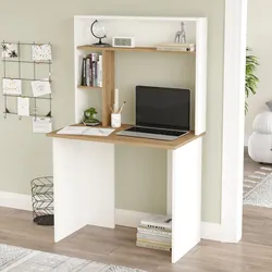 Schreibtisch Tópisa mit Regal 149x90x52 cm Eiche/Weiß