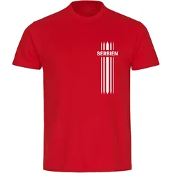 multifanshop Herren T-Shirt - Serbien - Streifen - Druck weiß - Männer
