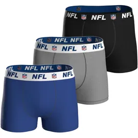 NFL Boxershorts 3er Pack Blau / Grau / Schwarz M