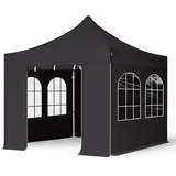 TOOLPORT Faltzelt Faltpavillon Professional 3x3 m mit 4 Seitenteilen - ALU Pavillon Partyzelt in schwarz