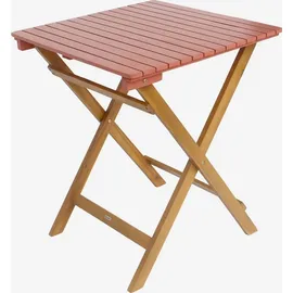 sweeek - Gartentisch aus Akazienholz, 2 Klappstühle - Terrakotta - Orange