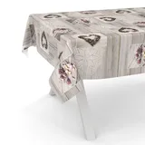 ANRO Wachstuchtischdecke Wachstischdecke Wachstuch Tischdecke abwaschbar Gartentischdecke Rund Oval Eckig 90x130cm Schnittkante Holz Herz Grau