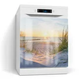 DEQORI Magnetfolie 'Abendsonne an der Ostsee', beschreibbar Spülmaschine Magnetmatte magnetisch Magnetfolie beige|blau|gelb 60 cm x 60 cm