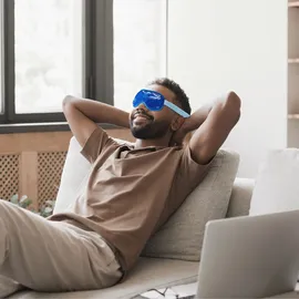 Relaxdays Augenmaske kühlend 2er Set, Gelperlen, Kühlmaske für Augen, Kühlbrille mit Klettverschluss, blau