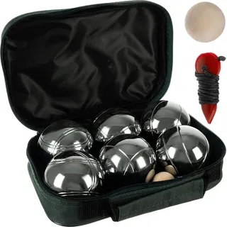 Kruzzel Boule 6 Kugel Set mit Zubehör für Outdoor-Aktivitäten Gravierte Motiven Hülle 23440