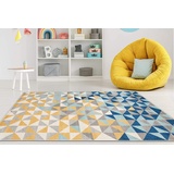 Mazovia Teppich LAZUR_Geometric, 120x170, Geometrisch, Modern, Kurzflor, Gemustert gelb|grau 120x170