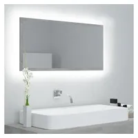 VidaXL LED-Badspiegel Betongrau 90x8,5x37 cm Acryl