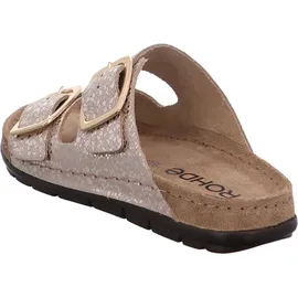 ROHDE Damen Pantolette Leder Schnalle Muster schimmernd Rodigo-D 5857, Größe:37 EU,