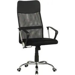 Bürosessel, Ergonomic, Presidential, Chefsessel in Black Mesh Fabric And Black Eco-leather - Metallgestell - drehbar
