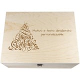 Alsino Geschenkbox Weihnachten personalisiert Personalisiertes Geschenk Holzkiste mit Gravur Holzbox Deckel Wunschtext, Größe 24 x 14 x 10 cm (F)