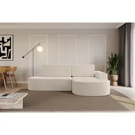 altdecor Eckcouch Cord mit Schlaffunktion 2-Sitzer Beige