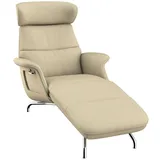 FLEXLUX Loungesessel Clement Chaislongue, Relaxstuhl, Liegesessel, Rücken- & Kopfteilverstellung, Armlehne gepolstert geölt, Fuß Alu beige