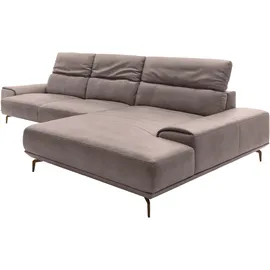 Musterring Wohnlandschaft MUSTERRING "MR 2490 Ecksofa mit erstklassigem Sitzkomfort, Long-Life-Leder", grau (light grau, b), B:342cm T:207cm, Sofas, Wohnlandschaft, Bronze-Fuß, Sitzhöhe 48cm, wahlweise mit Funktionen, Maße 342 x 207 cm