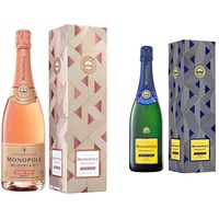 Heidsieck & Co. Monopole Rosé Top Brut Champagner mit Geschenkverpackung, 750ml (1er Pack) & Champagne Monopole Heidsieck Blue Top Brut mit Geschenkverpackung (1 x 0,75 l)
