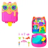 POLLY POCKET Eiskätzchen-Schatulle, Spielset, mit 1 Minipuppe, Hündchen und passendem Zubehör,