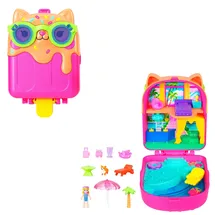 POLLY POCKET Eiskätzchen-Schatulle, Spielset, mit 1 Minipuppe, Hündchen und passendem Zubehör,