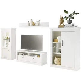 Home Affaire Wohnwand RAVENNA, (4-St), im romantischen Landhausstil, Griffe aus Metall, Softclose-Funktion weiß