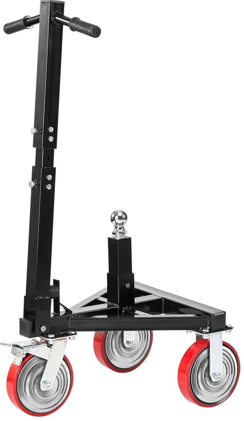 VEVOR Rangierhilfe Anhänger, Anhängerwagen, 1587 kg Stützlast, 460 & 560 mm Höhe, 50,8 mm Kugel, 20,32 cm Schwenkräder, verstellbare Grifflänge, zum Bewegen von Wohnmobilanhängern und Booten