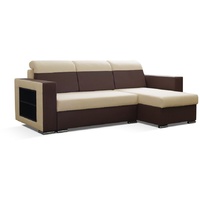 JVmoebel Ecksofa Sofa Designer Sofas Eckgarnitur Bettfunktion Bettkasten Schlafsofa, Mit Bettfunktion beige|braun