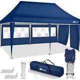tillvex Faltpavillon 3 x 6 m inkl. 3 Seitenteile Blau